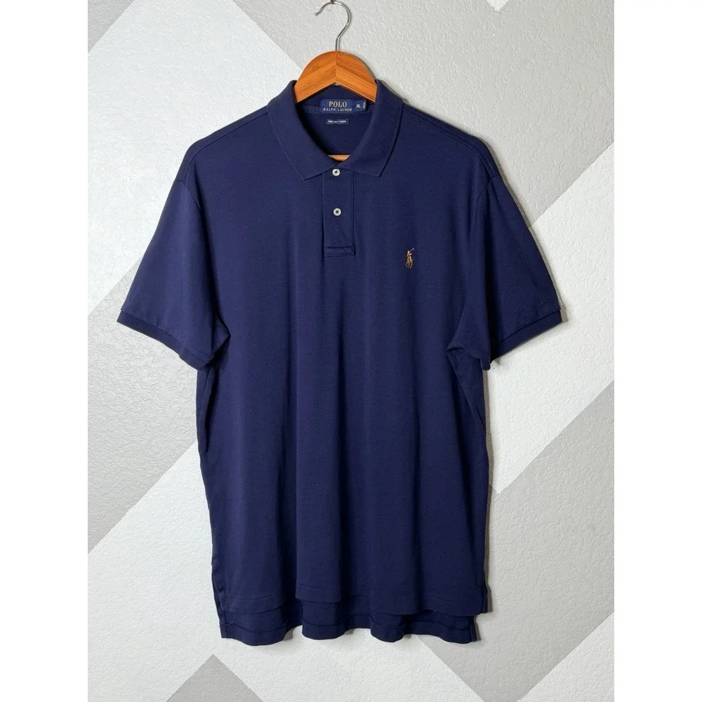 Polo Ralph Lauren Pima Soft Touch Polo Men's XL Navy Multicolor Pony Cotton